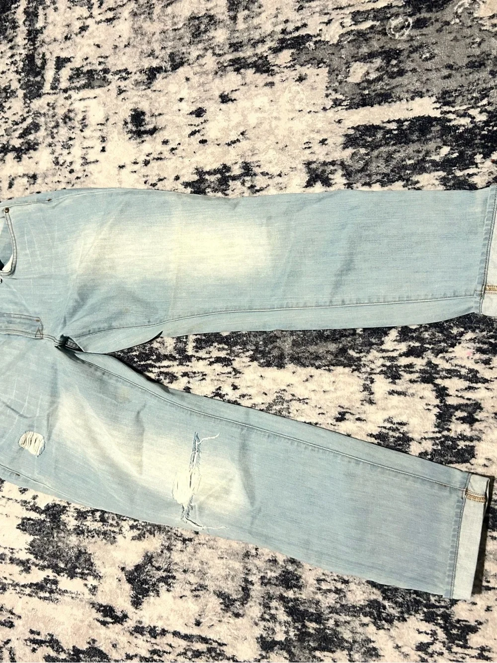J Brand Aidan Boyfriend Jeans Size 31 Light Blue Distressed 100% Cotton Denim
